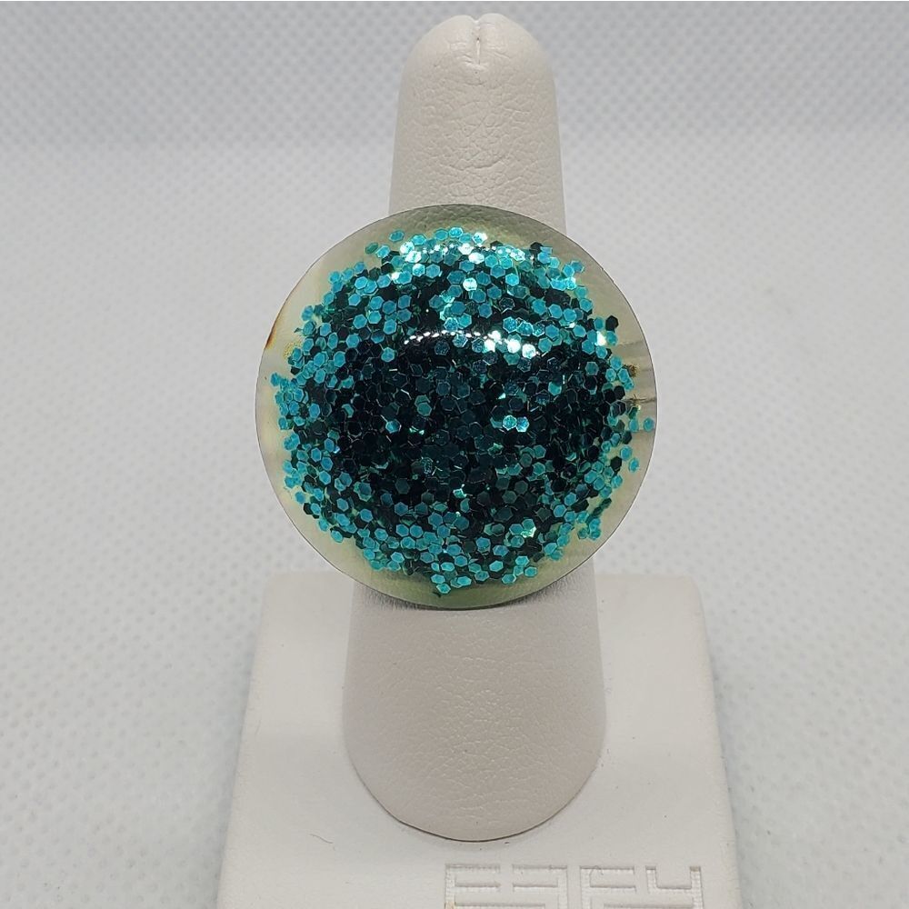 Adjustable Blue Sparkly Ring - Picture 2 of 5